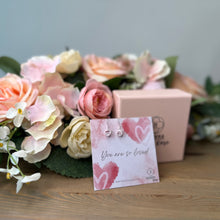 Load image into Gallery viewer, Pink Heart Earrings - ‘You Are So Loved’