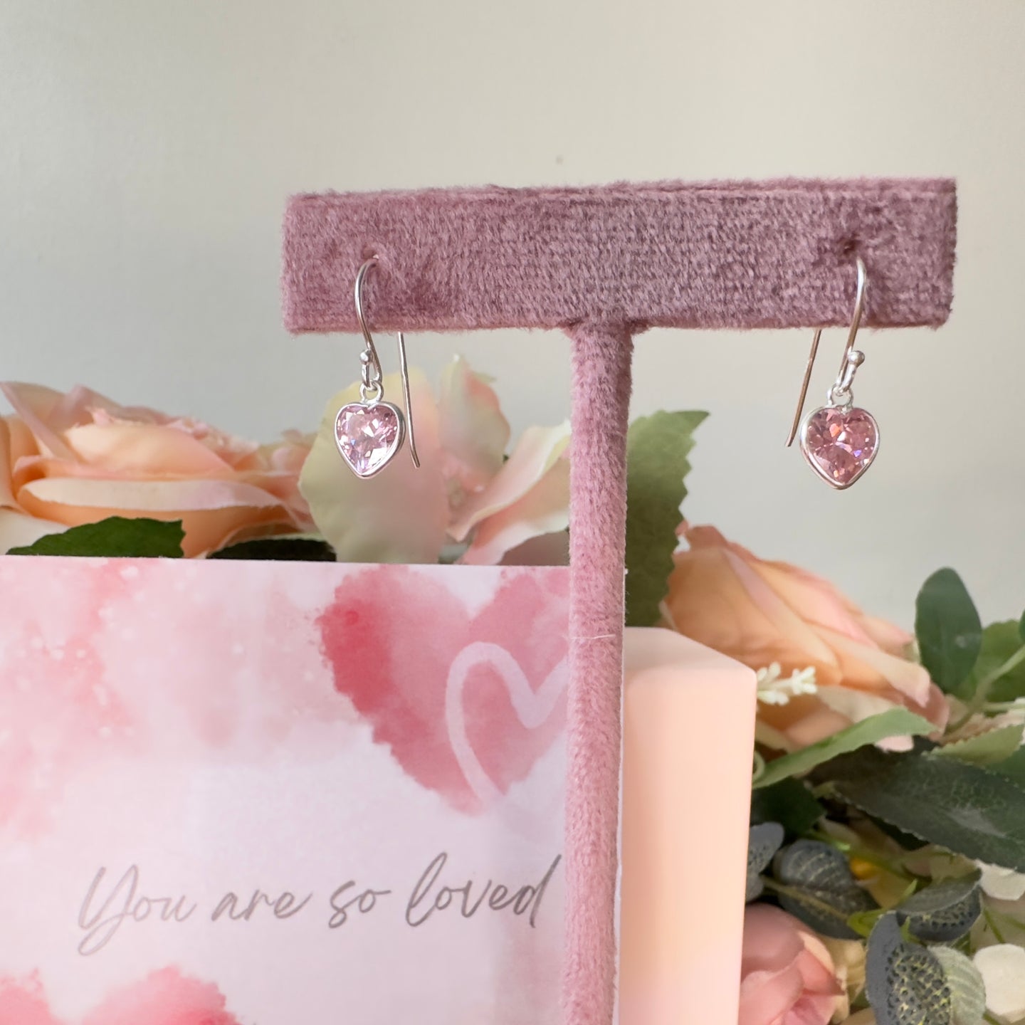 Pink Heart Earrings - ‘You Are So Loved’