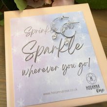 Load image into Gallery viewer, Sparkling Heart Hoops - ‘Sprinkle Your Sparkle’
