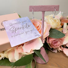 Load image into Gallery viewer, Sparkling Heart Hoops - ‘Sprinkle Your Sparkle’
