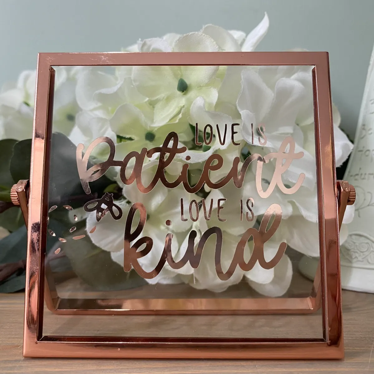 Rose Gold Frame 'Love is Patient, Love is Kind'