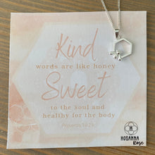 Load image into Gallery viewer, Bee &amp; Honeycomb Necklace &#39;Kind Words Are Like Honey&#39;
